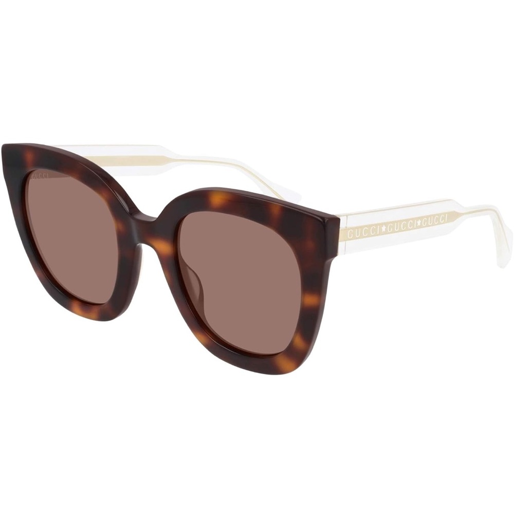Gucci Brown and Cream Oversized Cat-Eye Sunglasses